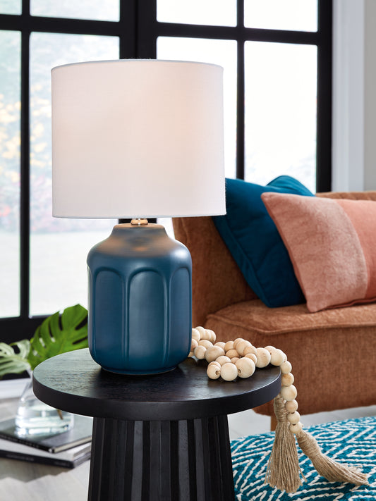 Myers Furniture Outlet - Ashley Furniture - Gierburg Lighting - Table Lamp (Set of 2) / Teal - L180214X2
