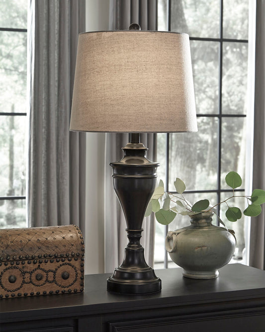 Myers Furniture Outlet - Ashley Furniture - Darlita Lighting - Metal Table Lamp (Set of 2) / Bronze Finish - L204024