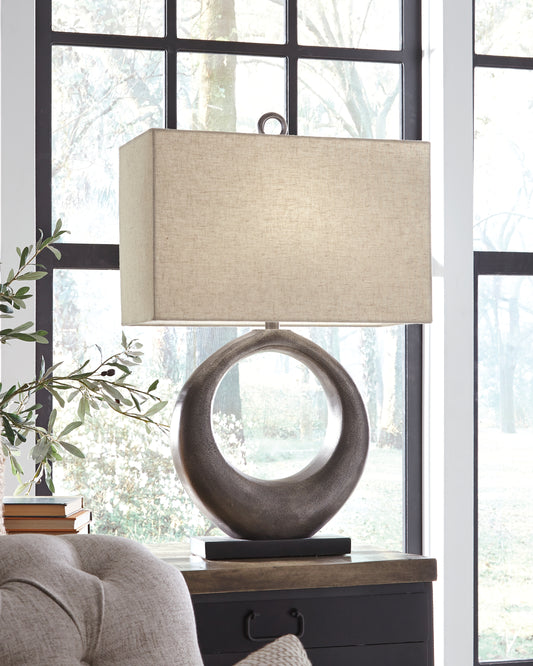 Myers Furniture Outlet - Ashley Furniture - Saria Lighting - Table Lamp (Set of 2) / Antique Silver Finish - L207394X2