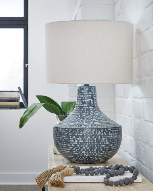Myers Furniture Outlet - Ashley Furniture - Schylarmont Lighting - 2-Piece Lamp Set / Antique Gray/White - L207474X2