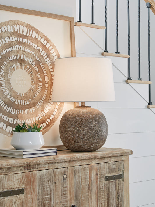 Myers Furniture Outlet - Ashley Furniture - Neavesboro Lighting - 2-Piece Lamp Set / Antique Brown/White - L207484X2