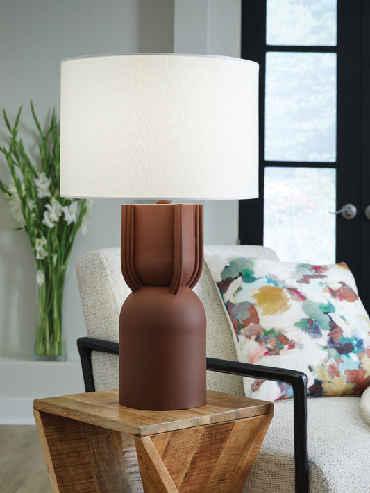 Myers Furniture Outlet - Ashley Furniture - Rowandale Lighting - Metal Table Lamp (1/CN) / Brick Red - L207534