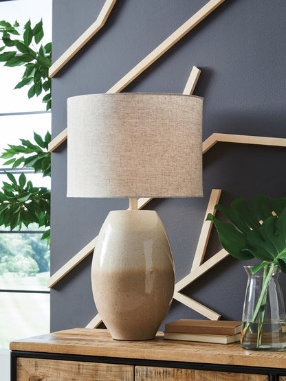 Myers Furniture Outlet - Ashley Furniture - Linas Lighting - Metal Table Lamp (1/CN) / Cream/Beige - L207594