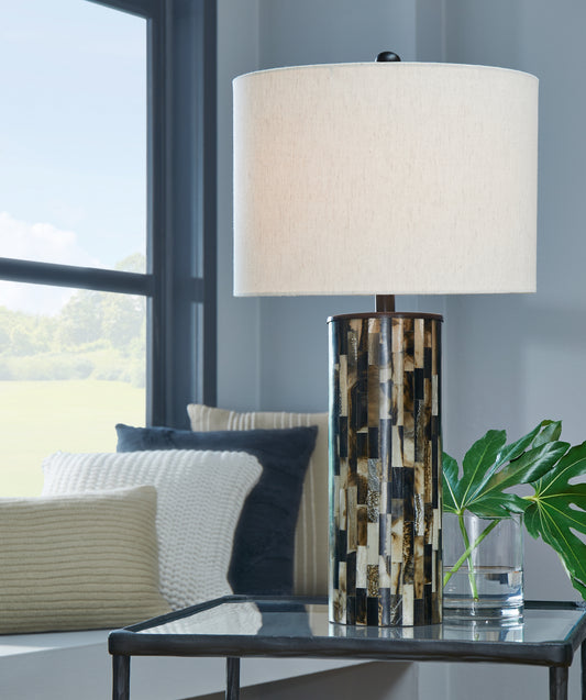 Myers Furniture Outlet - Ashley Furniture - Ellford Lighting - Table Lamp (Set of 2) / Black/Brown/Cream - L235684X2