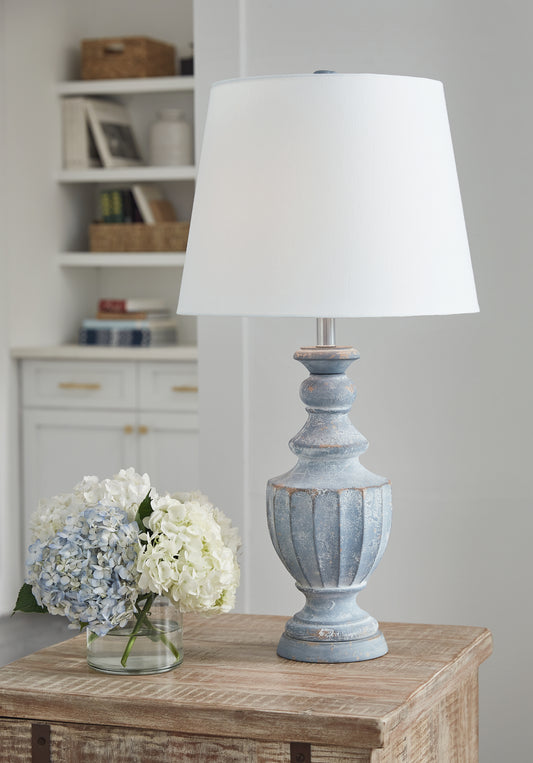 Myers Furniture Outlet - Ashley Furniture - Cylerick Lighting - Table Lamp (Set of 2) / Antique Blue - L235714X2
