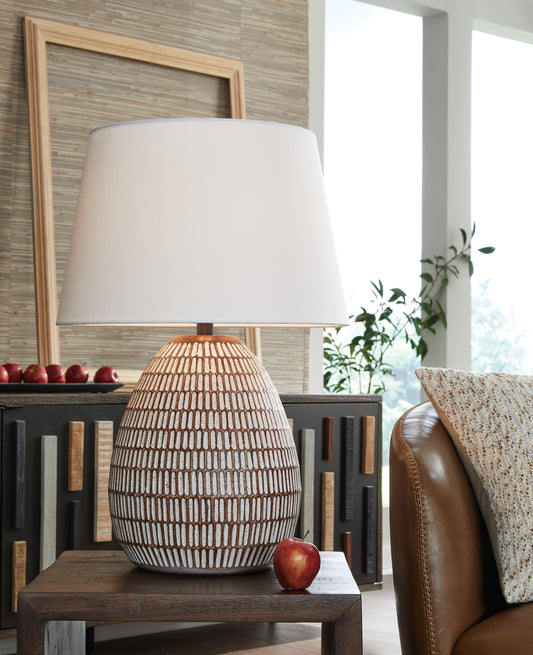 Myers Furniture Outlet - Ashley Furniture - Darrich Lighting - 2-Piece Lamp Set / Beige/White - L235804X2
