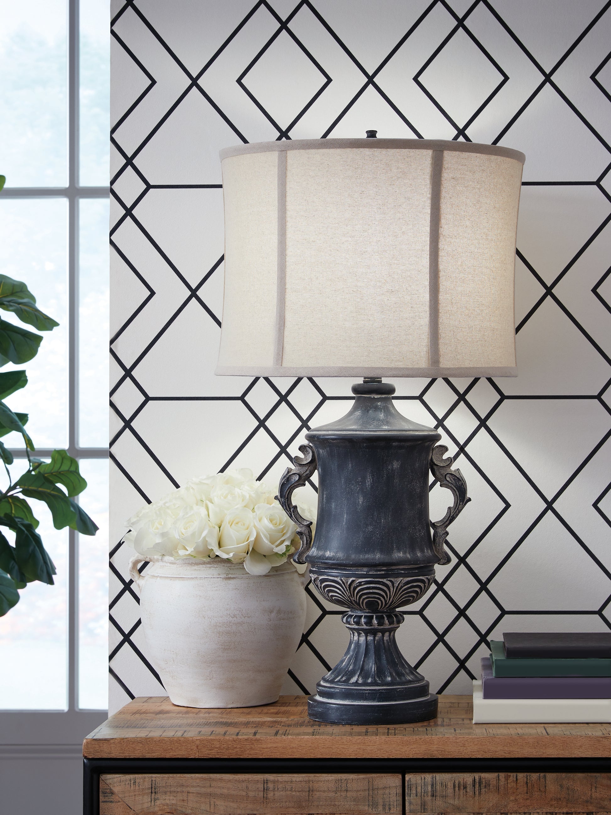 Myers Furniture Outlet - Ashley Furniture - Morvanford Lighting - Poly Table Lamp (1/CN) / Antique Black - L235834