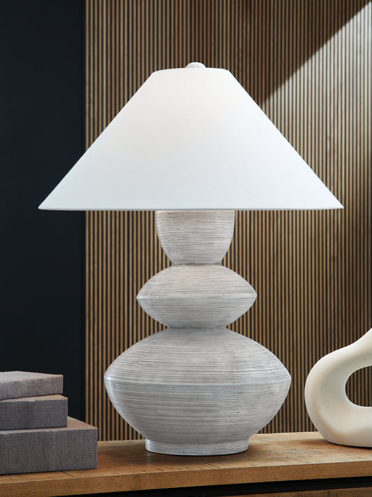 Myers Furniture Outlet - Ashley Furniture - Brickdon Lighting - Poly Table Lamp (1/CN) / Distressed White - L235874