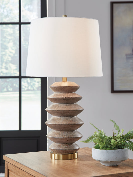 Myers Furniture Outlet - Ashley Furniture - Jyllyard Lighting - Poly Table Lamp (1/CN) / Brown/Gold Finish - L235944