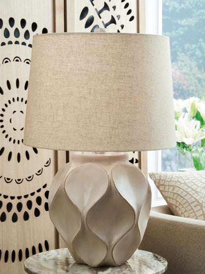 Myers Furniture Outlet - Ashley Furniture - Edselham Lighting - Paper Table Lamp (1/CN) / Distressed Cream - L235974