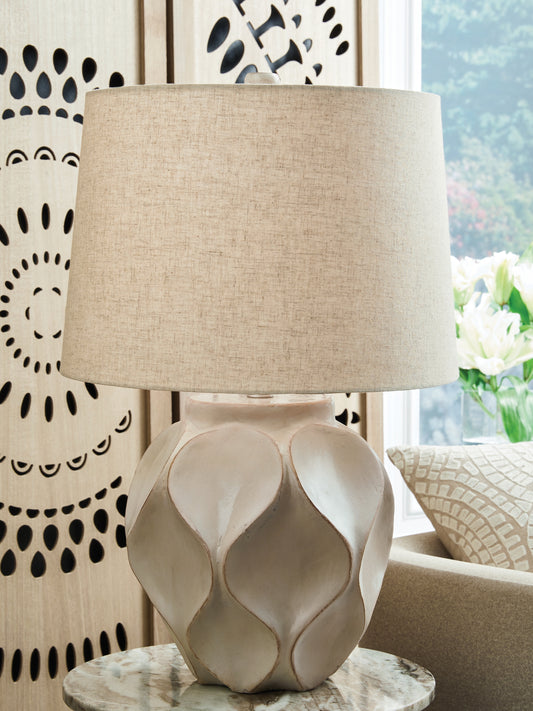 Myers Furniture Outlet - Ashley Furniture - Edselham Lighting - Paper Table Lamp (1/CN) / Distressed Cream - L235974