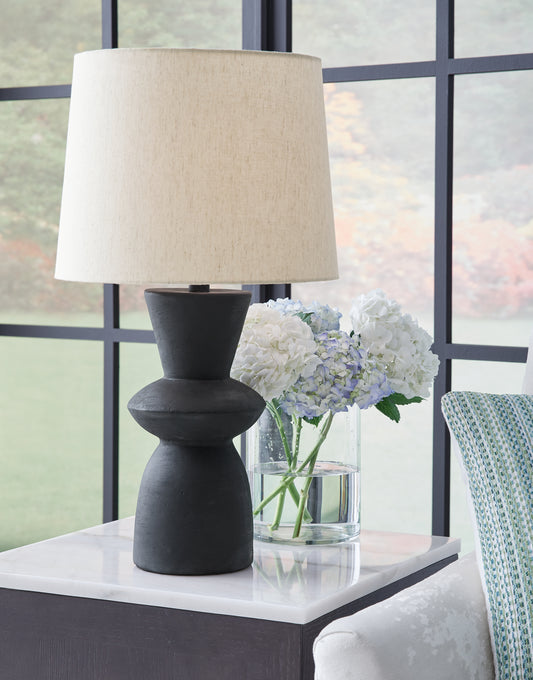 Myers Furniture Outlet - Ashley Furniture - Scarbot Lighting - Paper Table Lamp (Set of 2) / Distressed Black - L243354