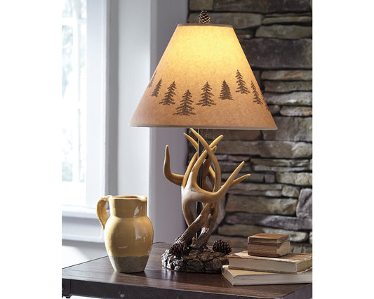 Myers Furniture Outlet - Ashley Furniture - Derek Lighting - Poly Table Lamp (Set of 2) / Brown - L316984