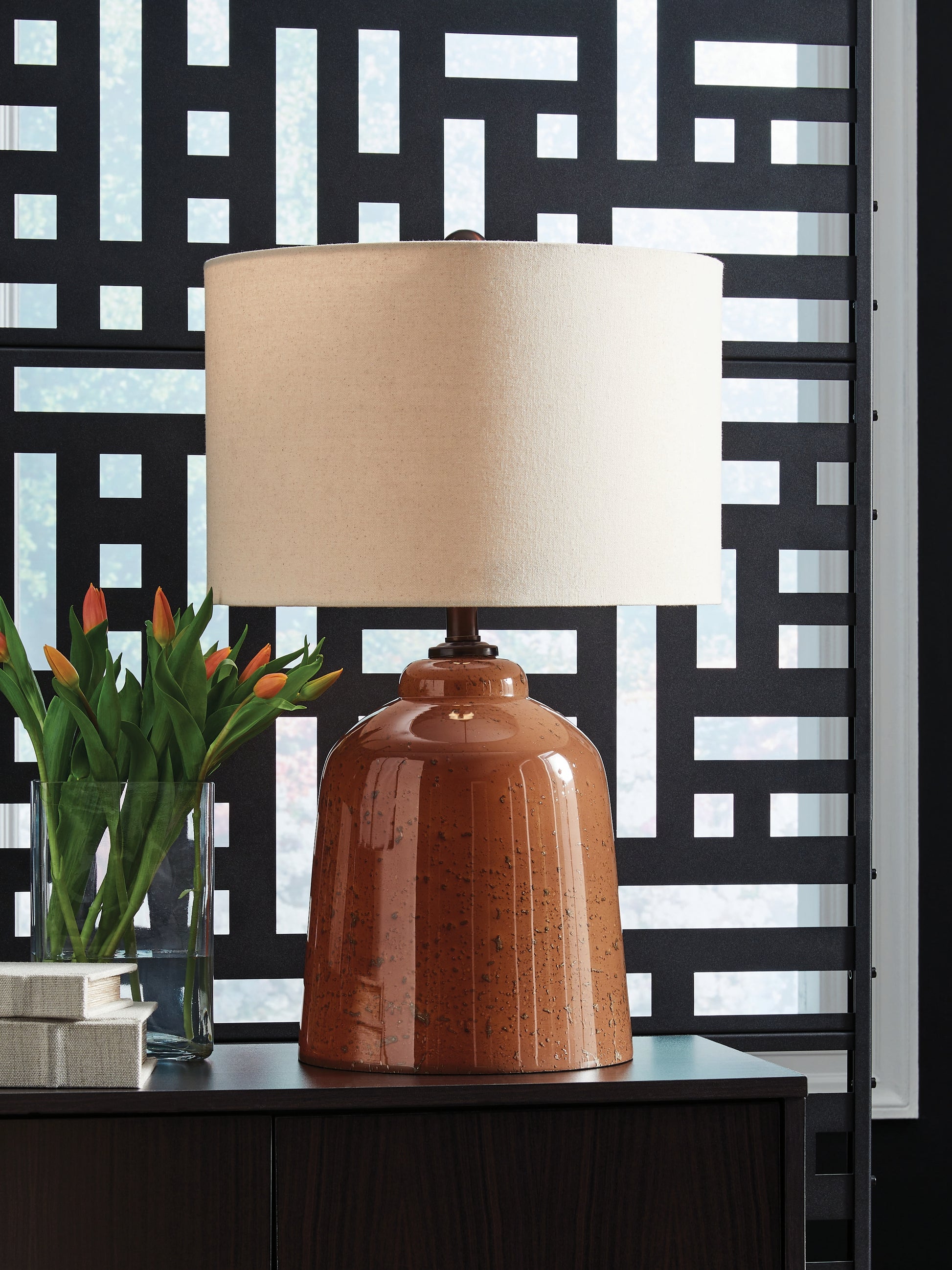 Myers Furniture Outlet - Ashley Furniture - Aaleahya Lighting - Glass Table Lamp (1/CN) / Rust - L430904