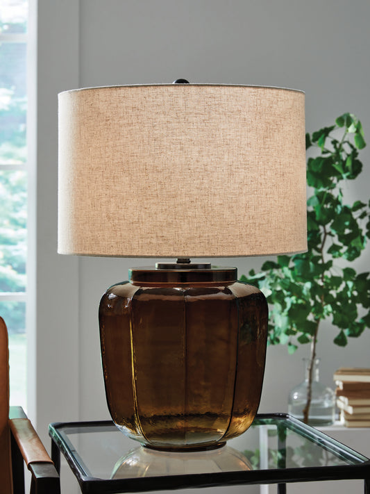 Myers Furniture Outlet - Ashley Furniture - Bainmore Lighting - Glass Table Lamp (1/CN) / Amber - L430914