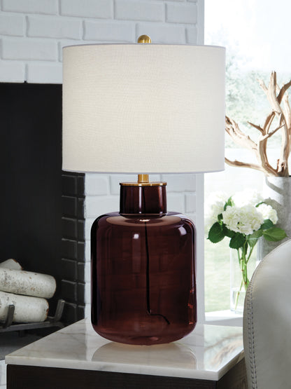 Myers Furniture Outlet - Ashley Furniture - Mette Lighting - Glass Table Lamp (1/CN) / Brown/Gold Finish - L430924