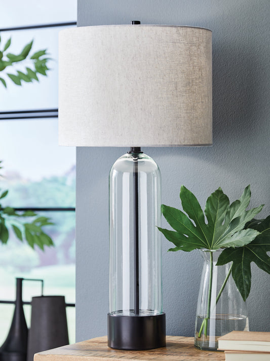 Myers Furniture Outlet - Ashley Furniture - Kerrbrook Lighting - Glass Table Lamp (1/CN) / Clear/Black - L430944