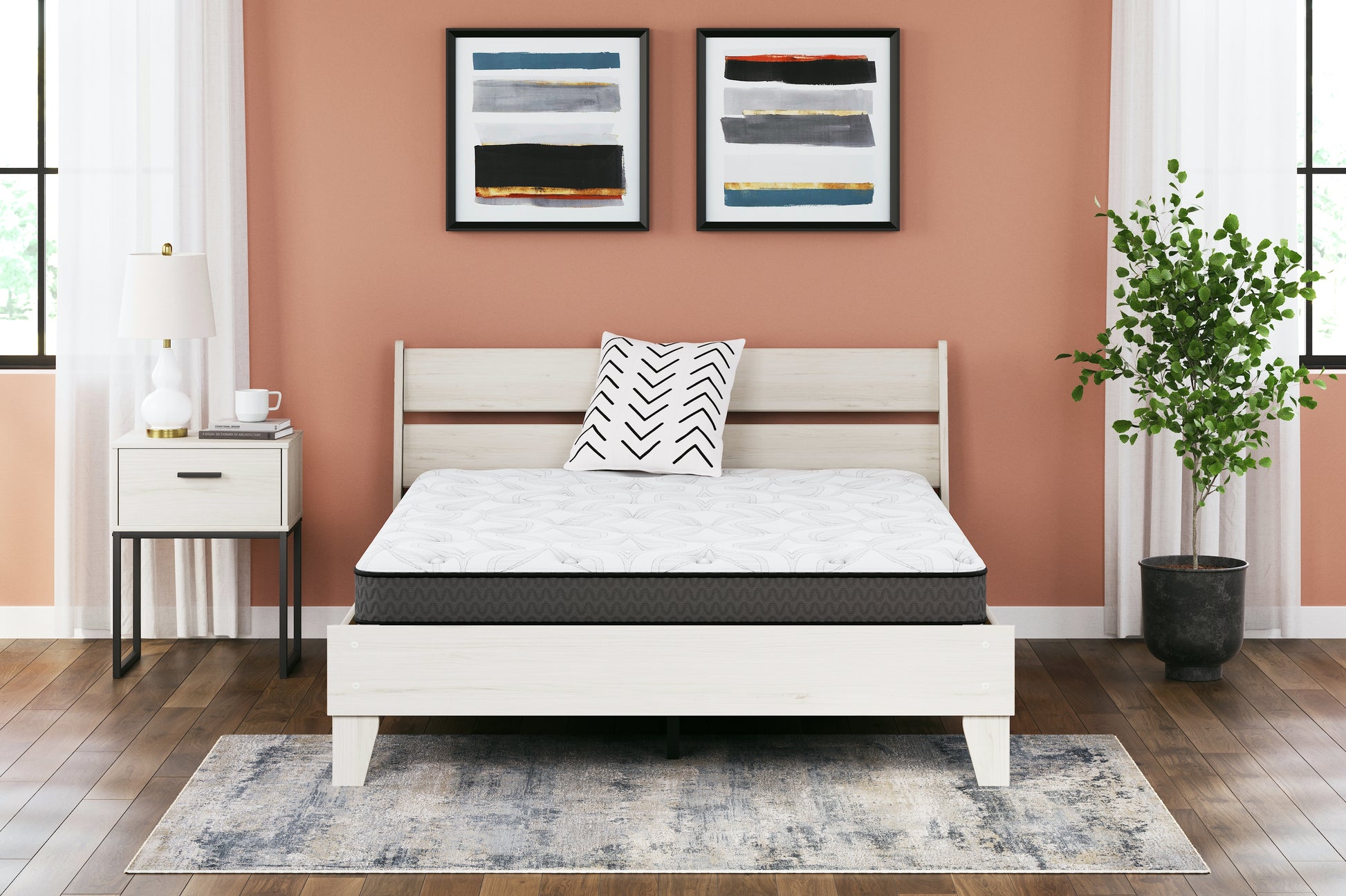 Myers Furniture Outlet - Ashley Furniture - 8 Inch Bonnell Hybrid Mattresses - Queen / White - M58731