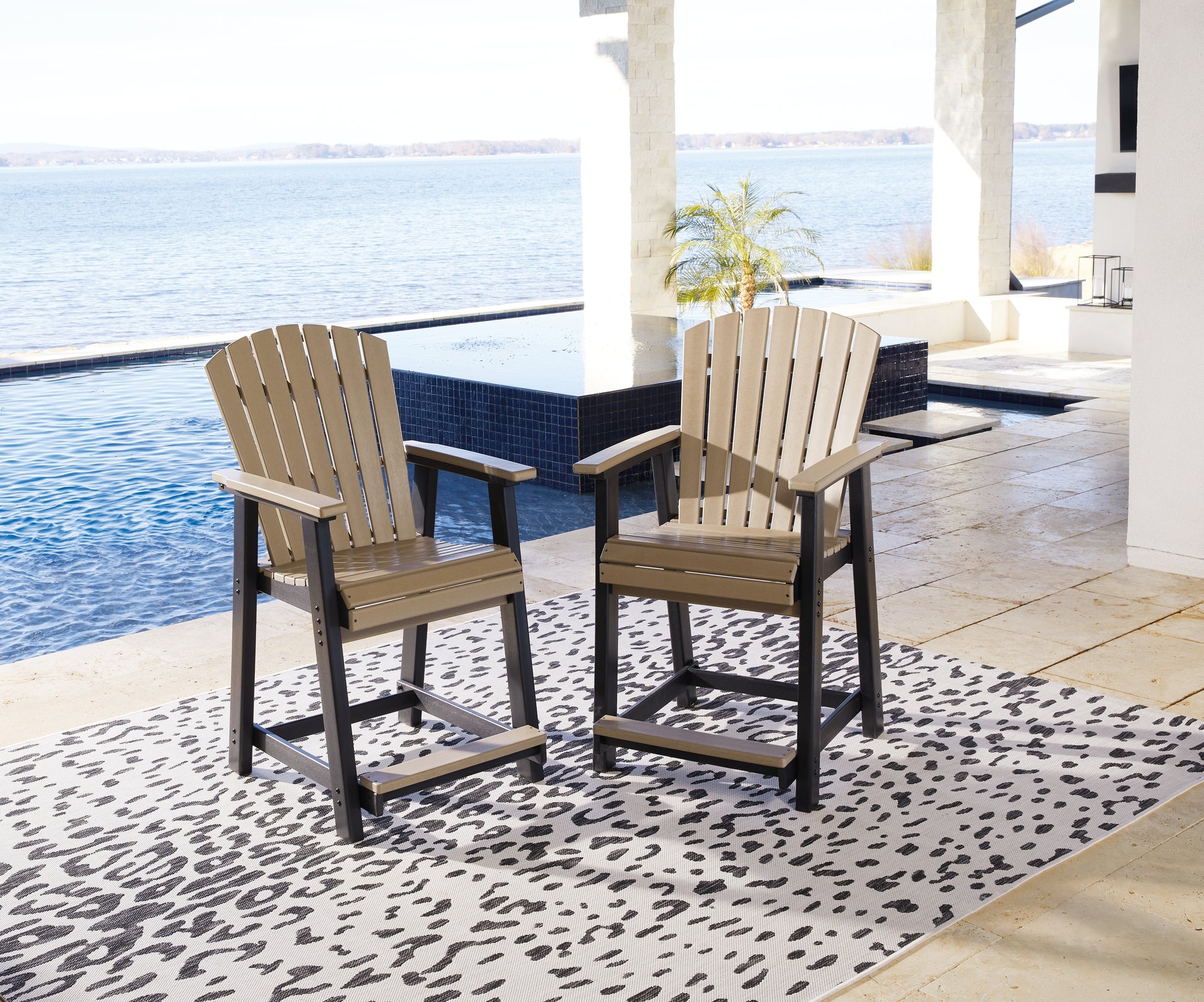 Myers Furniture Outlet - Ashley Furniture - Fairen Trail Outdoor - Barstool (Set of 2) / Black/Driftwood - P211-124