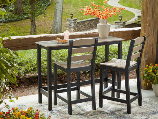 Myers Furniture Outlet - Ashley Furniture - Shoreline Beach Outdoor - Counter Table Set (3/CN) / Black/Beige - PCP221-113