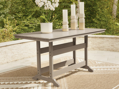 Myers Furniture Outlet - Ashley Furniture - Seacliff Beach Outdoor - RECT COUNTER TABLE W/UMB OPT / Medium Brown - PCP228-642