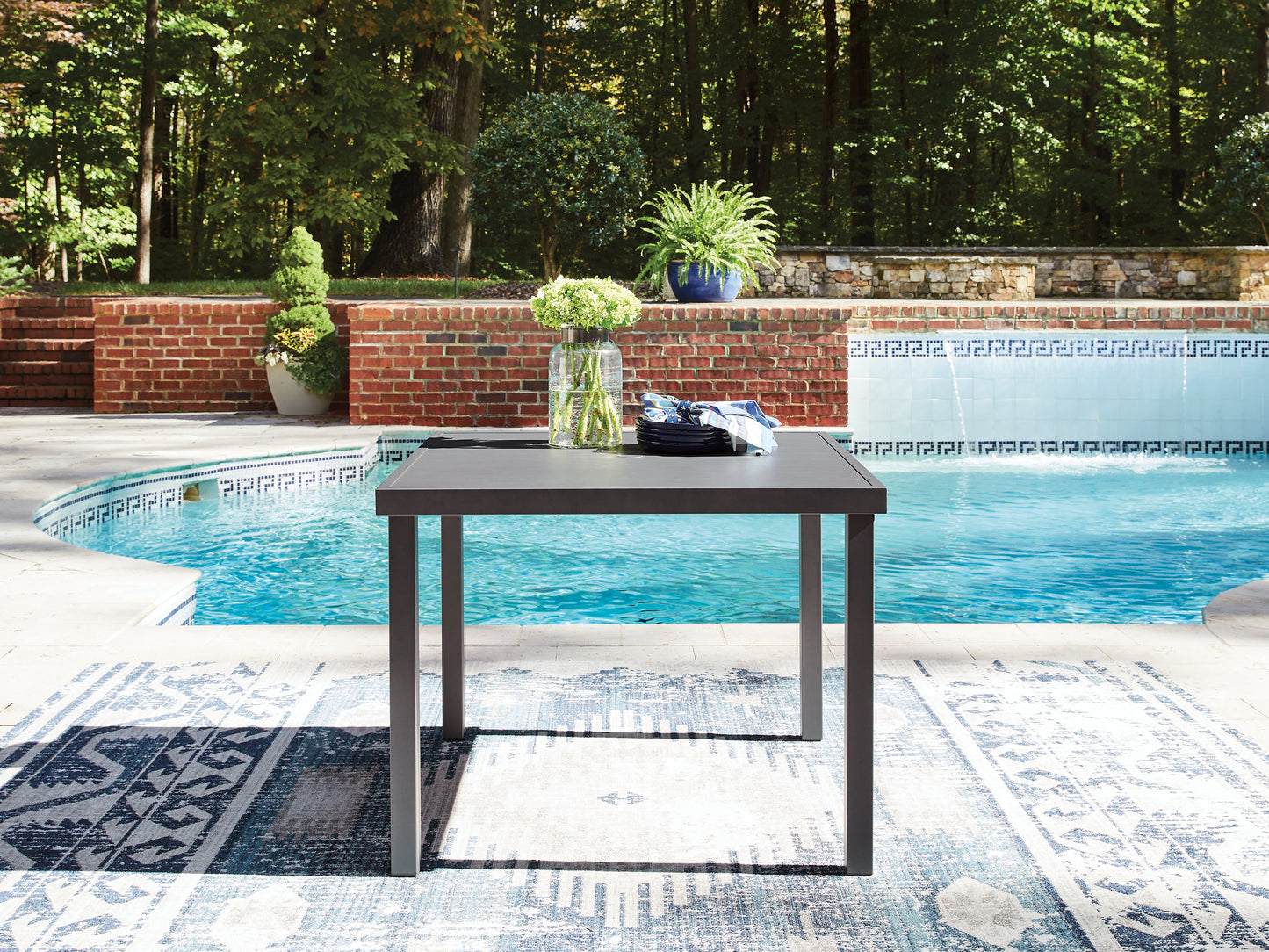 Myers Furniture Outlet - Ashley Furniture - Rocky Creek Outdoor - Square Dining Table w/UMB OPT / Gray - PCP326-615
