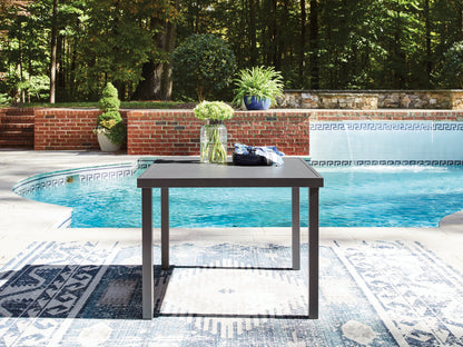 Myers Furniture Outlet - Ashley Furniture - Rocky Creek Outdoor - Square Dining Table w/UMB OPT / Gray - PCP326-615