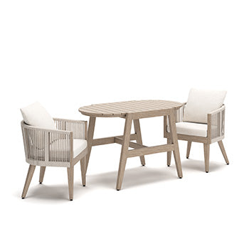 Myers Furniture Outlet - Ashley Furniture - Ivory Vine Outdoor - Chairs w/CUSH/Table Set (3/CN) - PCP352-050
