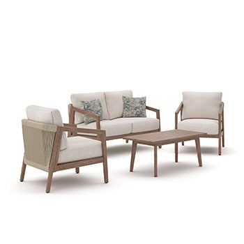 Myers Furniture Outlet - Ashley Furniture - Nature Lane Outdoor - Sofa/Chairs/Table Set (4/CN) - PCP355-081