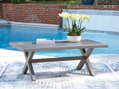 Myers Furniture Outlet - Ashley Furniture - Half Moon Beach Outdoor - Rectangular Cocktail Table / Gray - PCP418-701