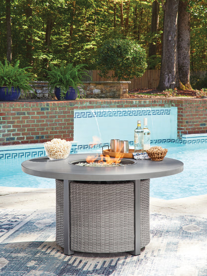 Myers Furniture Outlet - Ashley Furniture - Half Moon Beach Outdoor - Round Fire Pit Table / Gray - PCP418-776