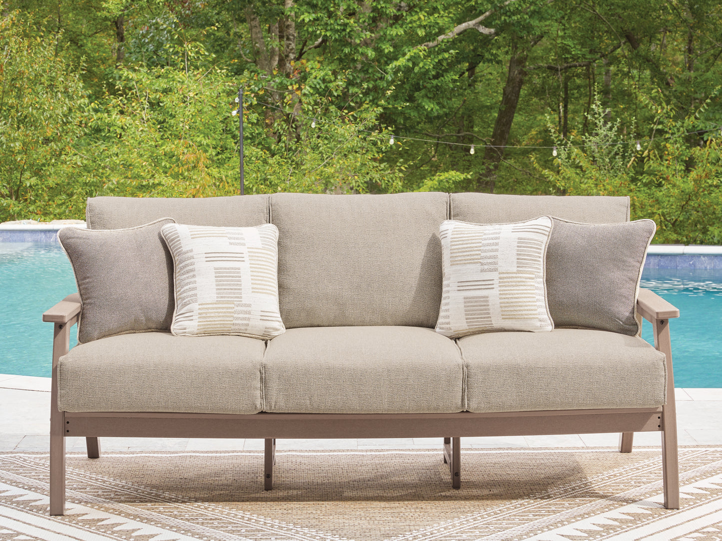 Myers Furniture Outlet - Ashley Furniture - Grover Beach Outdoor - Sofa with Cushion / Driftwood - PCP422-838