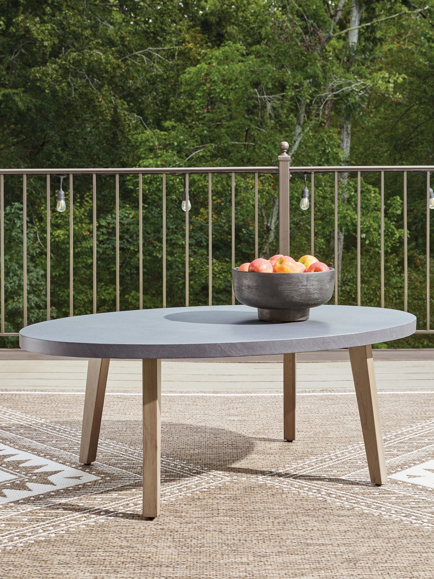 Myers Furniture Outlet - Ashley Furniture - Harmony Headlands Outdoor - Oval Cocktail Table / Natural/Gray - PCP428-701