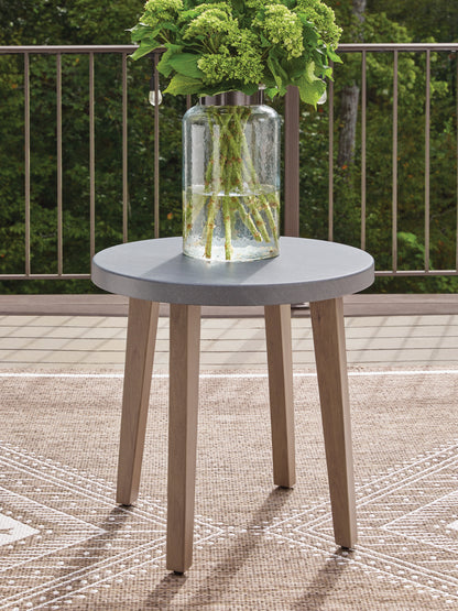 Myers Furniture Outlet - Ashley Furniture - Harmony Headlands Outdoor - Round End Table / Natural/Gray - PCP428-706