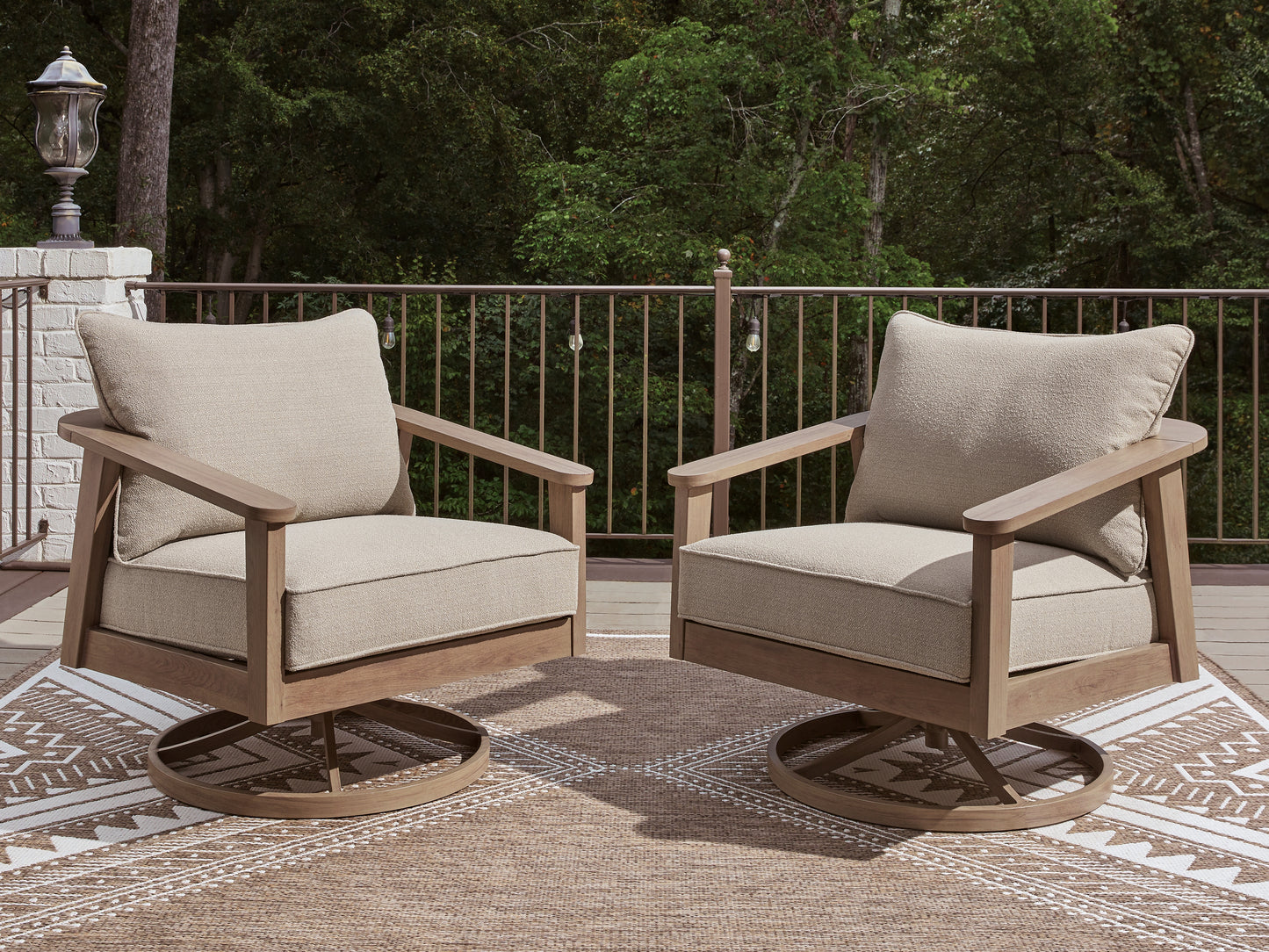 Myers Furniture Outlet - Ashley Furniture - Harmony Headlands Outdoor - Swivel Lounge w/ Cushion / Natural/Gray - PCP428-821