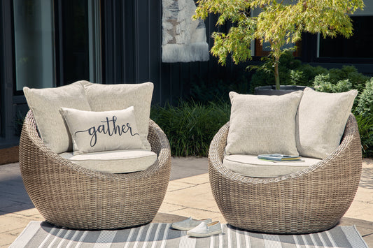 Myers Furniture Outlet - Ashley Furniture - Danson Outdoor - Round End Table / Beige - P505-706