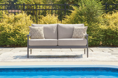 Myers Furniture Outlet - Ashley Furniture - Ocean Beach Outdoor - Loveseat w/Cushion / Gray - PCP510-835