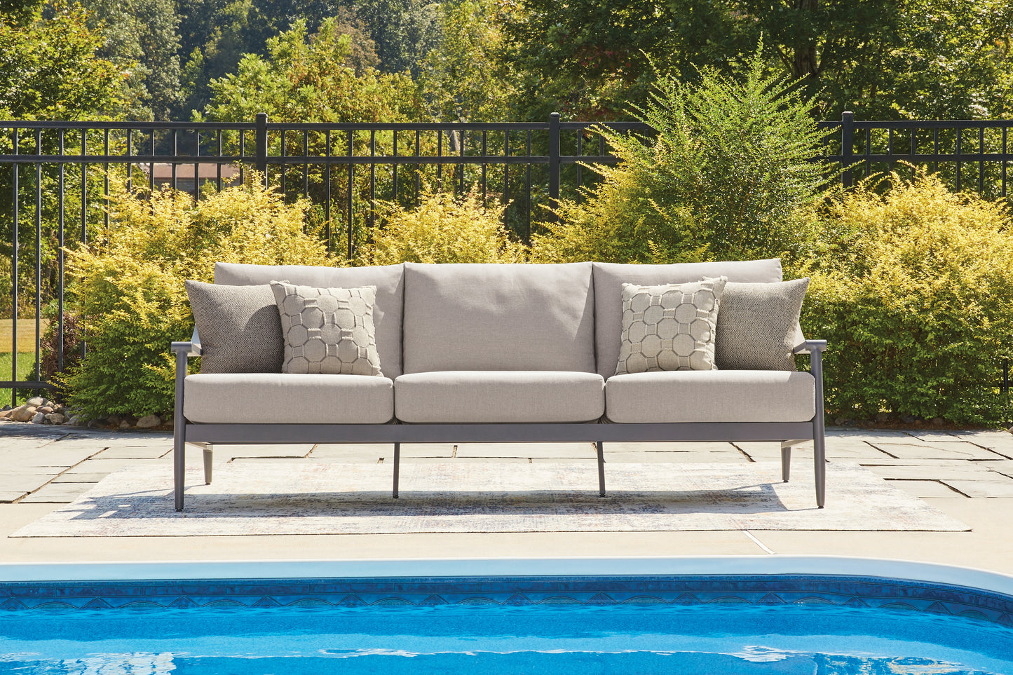 Myers Furniture Outlet - Ashley Furniture - Ocean Beach Outdoor - Sofa with Cushion / Gray - PCP510-838