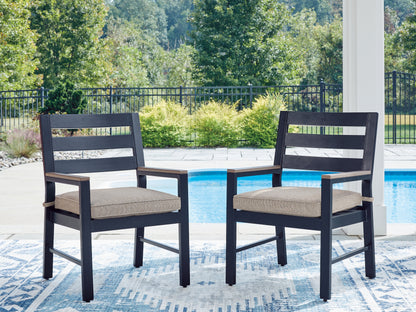 Myers Furniture Outlet - Ashley Furniture - East Beach Outdoor - Arm Chair With Cushion (Set of 2) / Navy Blue/Driftwood - PCP587-601A