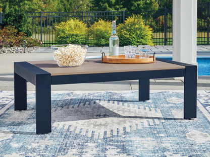 Myers Furniture Outlet - Ashley Furniture - East Beach Outdoor - Rectangular Cocktail Table / Navy Blue/Driftwood - PCP587-701