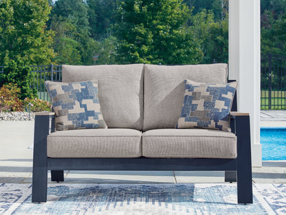Myers Furniture Outlet - Ashley Furniture - East Beach Outdoor - Loveseat w/Cushion / Navy Blue/Driftwood - PCP587-835