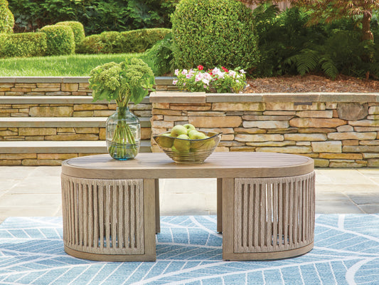 Myers Furniture Outlet - Ashley Furniture - Serena Shores Outdoor - Rectangular Cocktail Table / Beige - PCP604-701