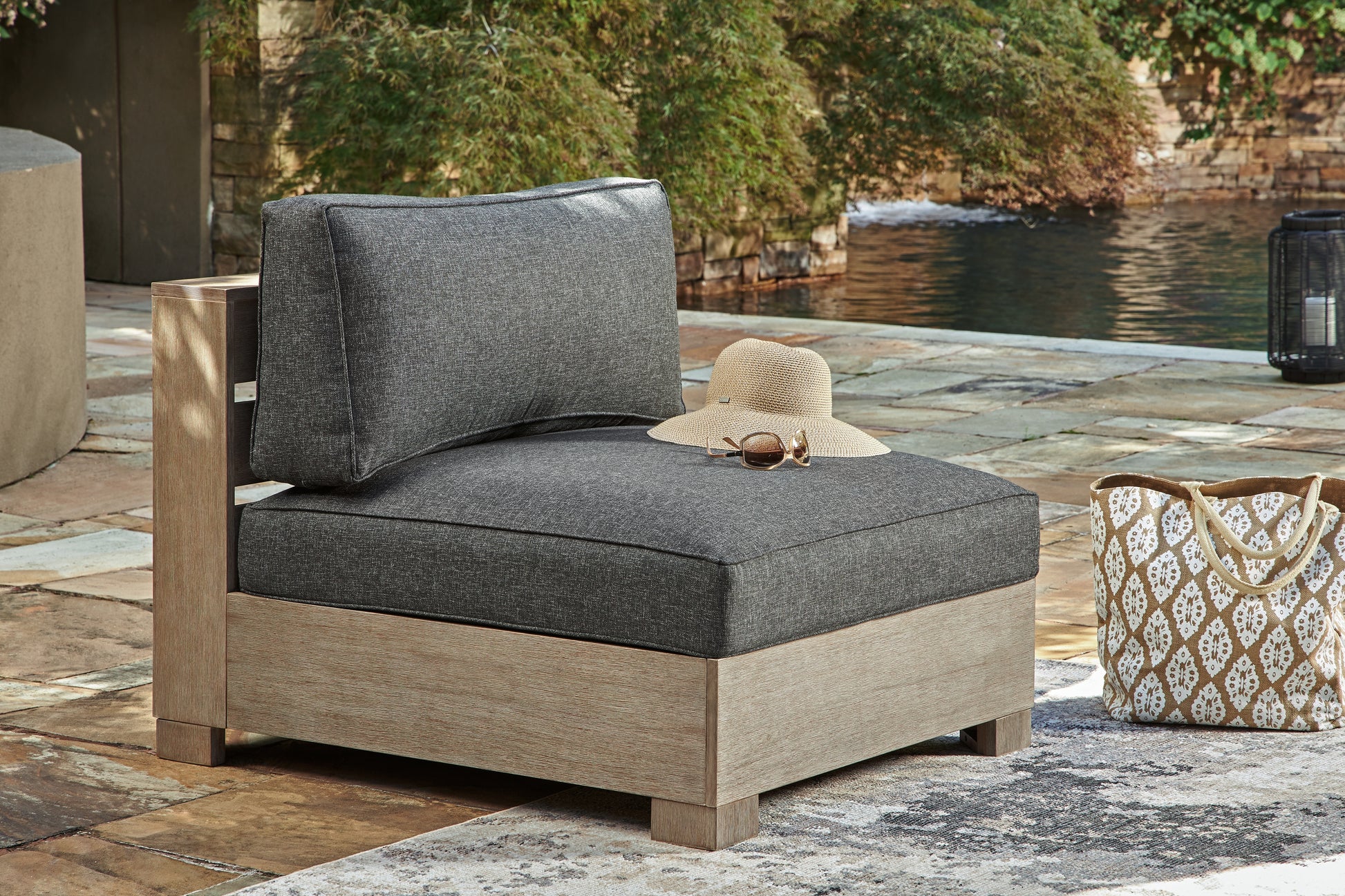 Myers Furniture Outlet - Ashley Furniture - Citrine Park Outdoor - Armless Chair w/Cushion (1/CN) / Brown/Charcoal - P660-846