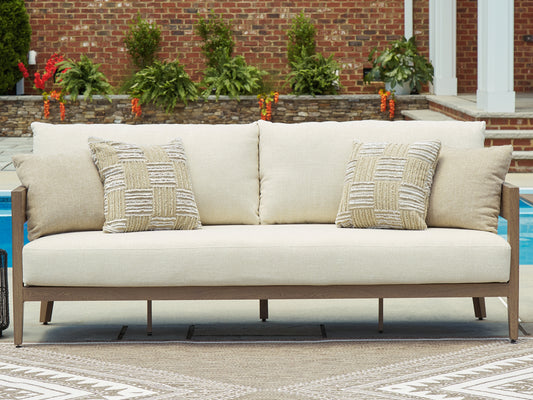 Myers Furniture Outlet - Ashley Furniture - Serene Bay Outdoor - Swivel Chair w/Cushion (Set of 2) / Dark Brown/White - P671-602A
