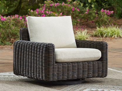Myers Furniture Outlet - Ashley Furniture - Kimora Outdoor - Swivel Glider Lounge w/Cushion / Beige/Dark Brown - P711-821