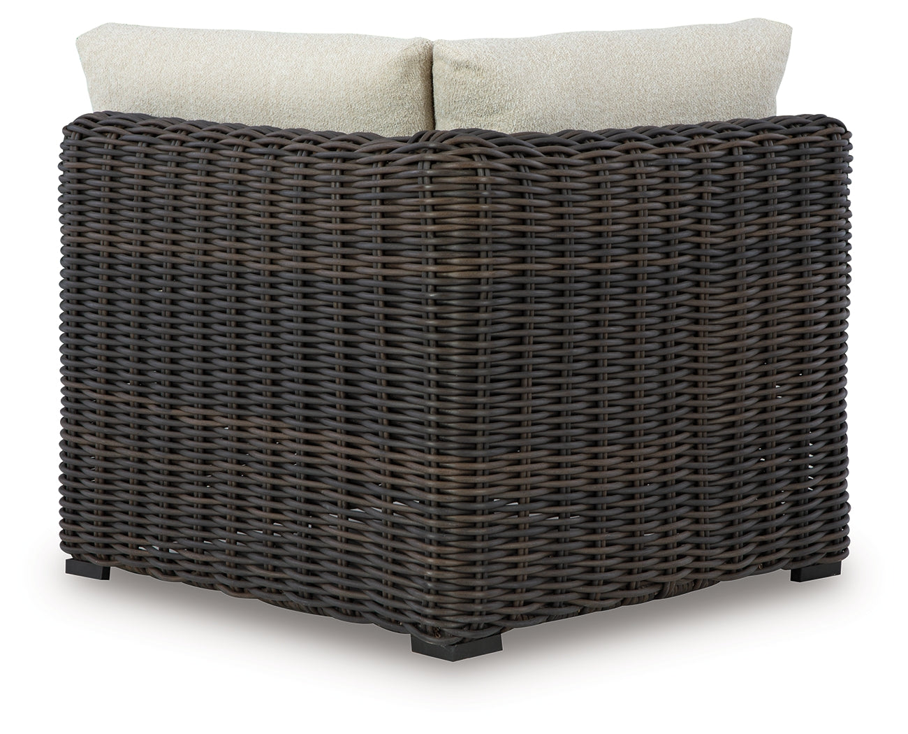 Myers Furniture Outlet - Ashley Furniture - Kimora Outdoor - Corner with Cushion / Beige/Dark Brown - P711-877