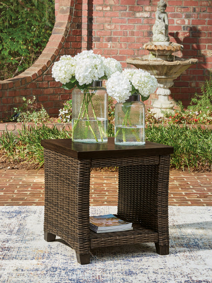 Myers Furniture Outlet - Ashley Furniture - Monterey Point Outdoor - Square End Table / Dark Brown - PCP760-702