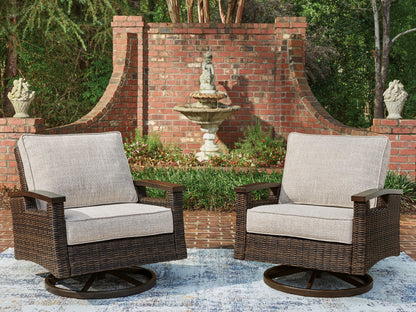 Myers Furniture Outlet - Ashley Furniture - Monterey Point Outdoor - Swivel Lounge Chair (Set of 2) / Dark Brown - PCP760-821