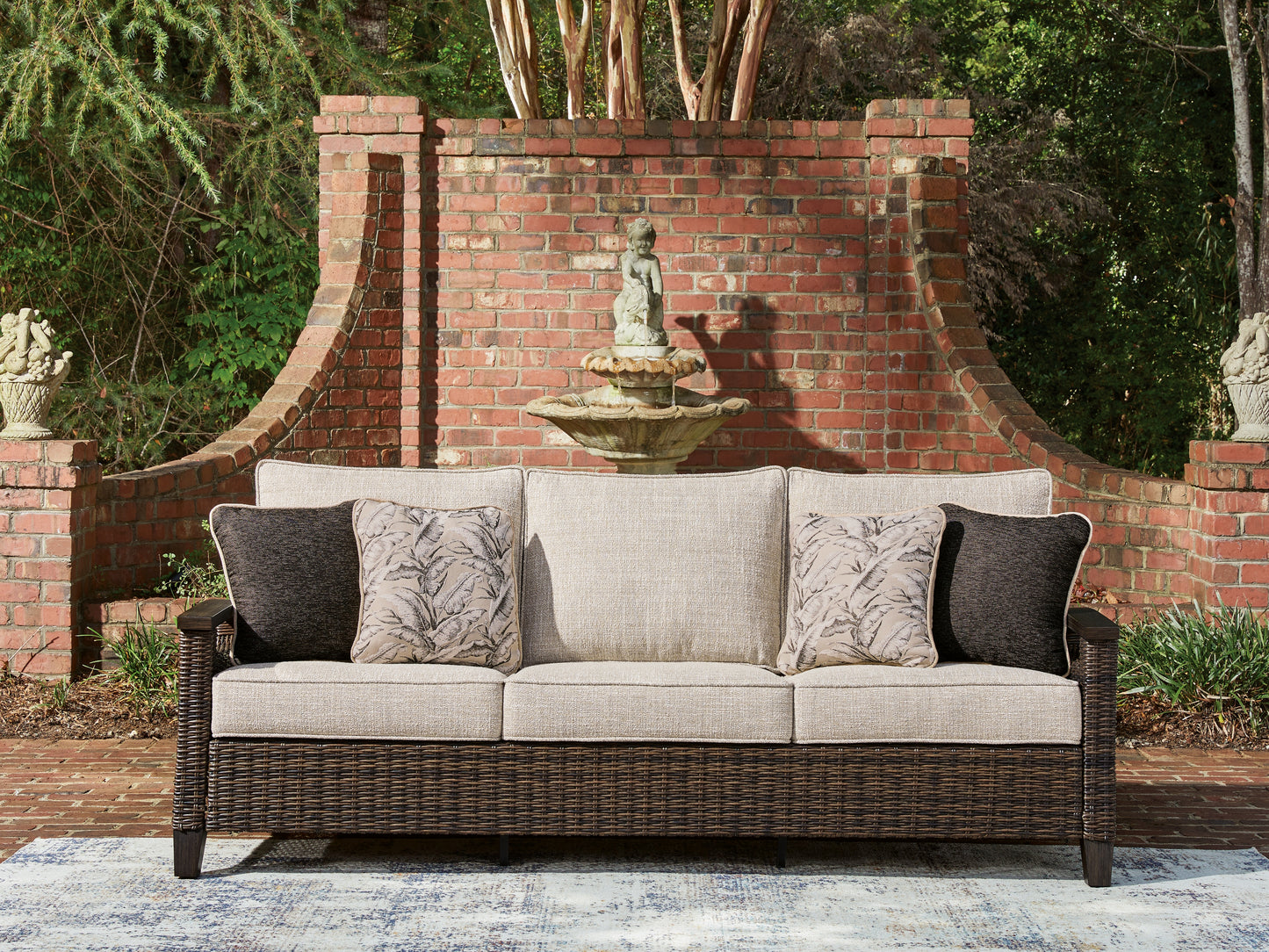 Myers Furniture Outlet - Ashley Furniture - Monterey Point Outdoor - Sofa with Cushion / Dark Brown - PCP760-838