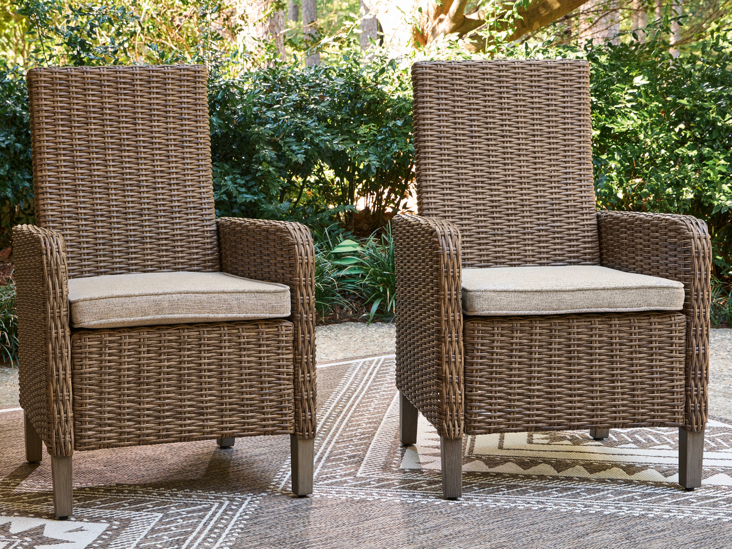 Myers Furniture Outlet - Ashley Furniture - Laguna Heights Outdoor - Arm Chair With Cushion (Set of 2) / Beige - PCP790-601A